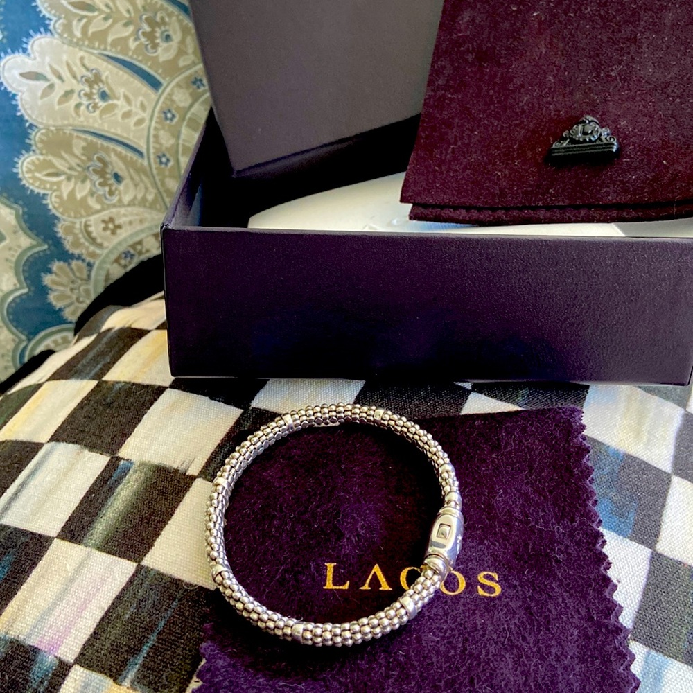 Lagos Silver Station 6mm caviar bracelet